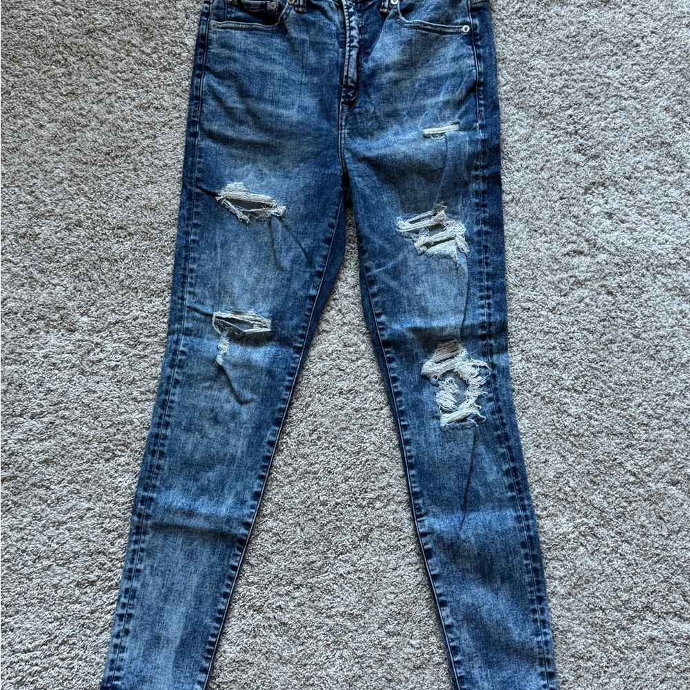 American Eagle Outfitters Blue Ripped Skinny Jeans